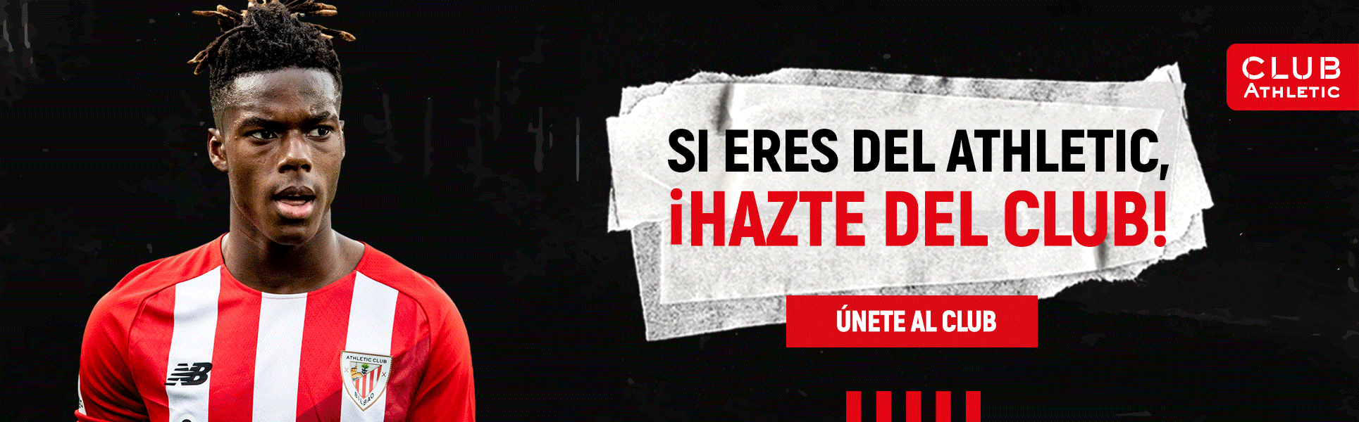Banner Club Athletic. Si eres del Athletic ¡hazte del club!. Por solo 50€ al año.