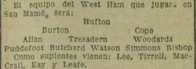 West Ham squad reported in Bilbao press in 1921