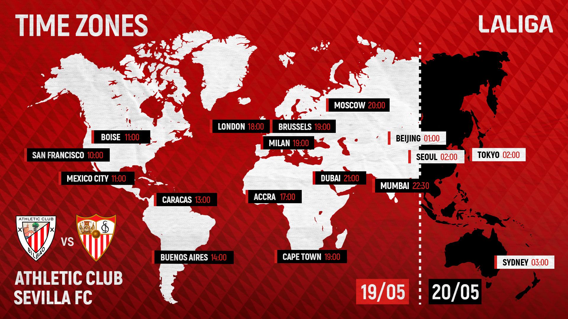 Global kick-off times: Athletic Club vs Sevilla FC I LaLiga MD37