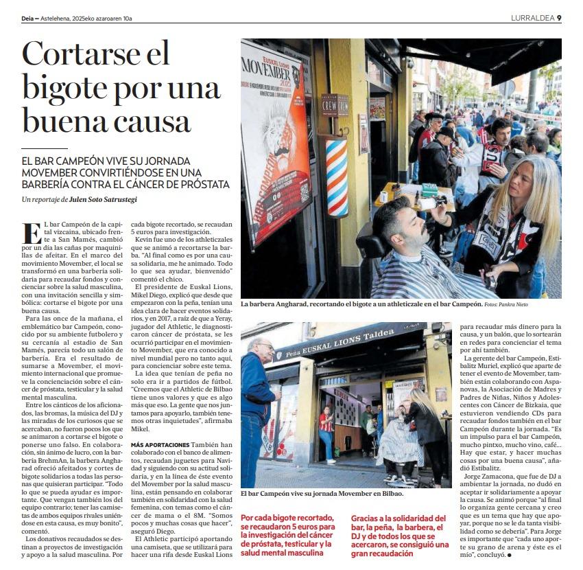 Euskal Lions repite su Movember zurigorri